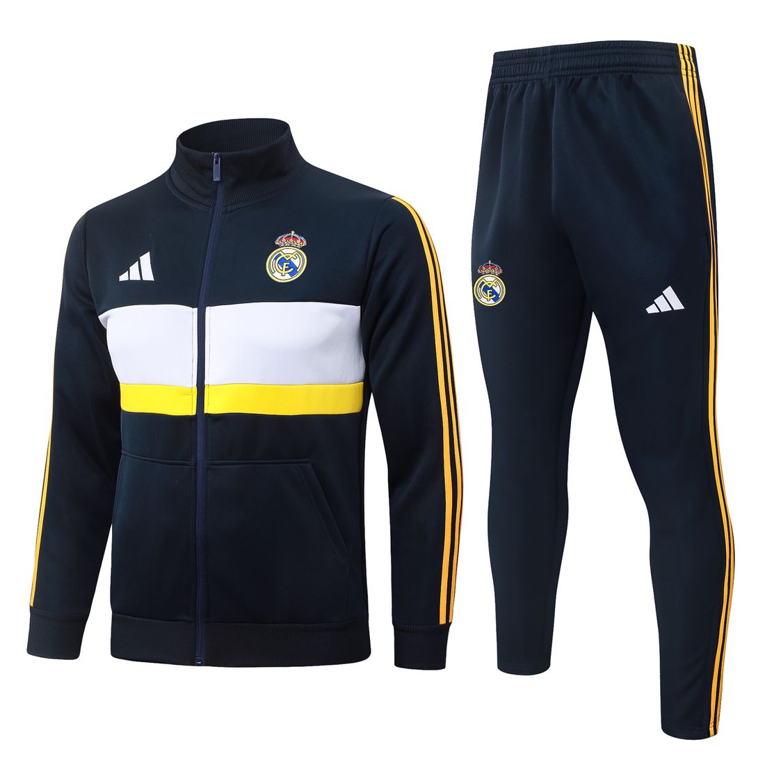 Real Madrid · Chándal azul marino, blanco y amarillo